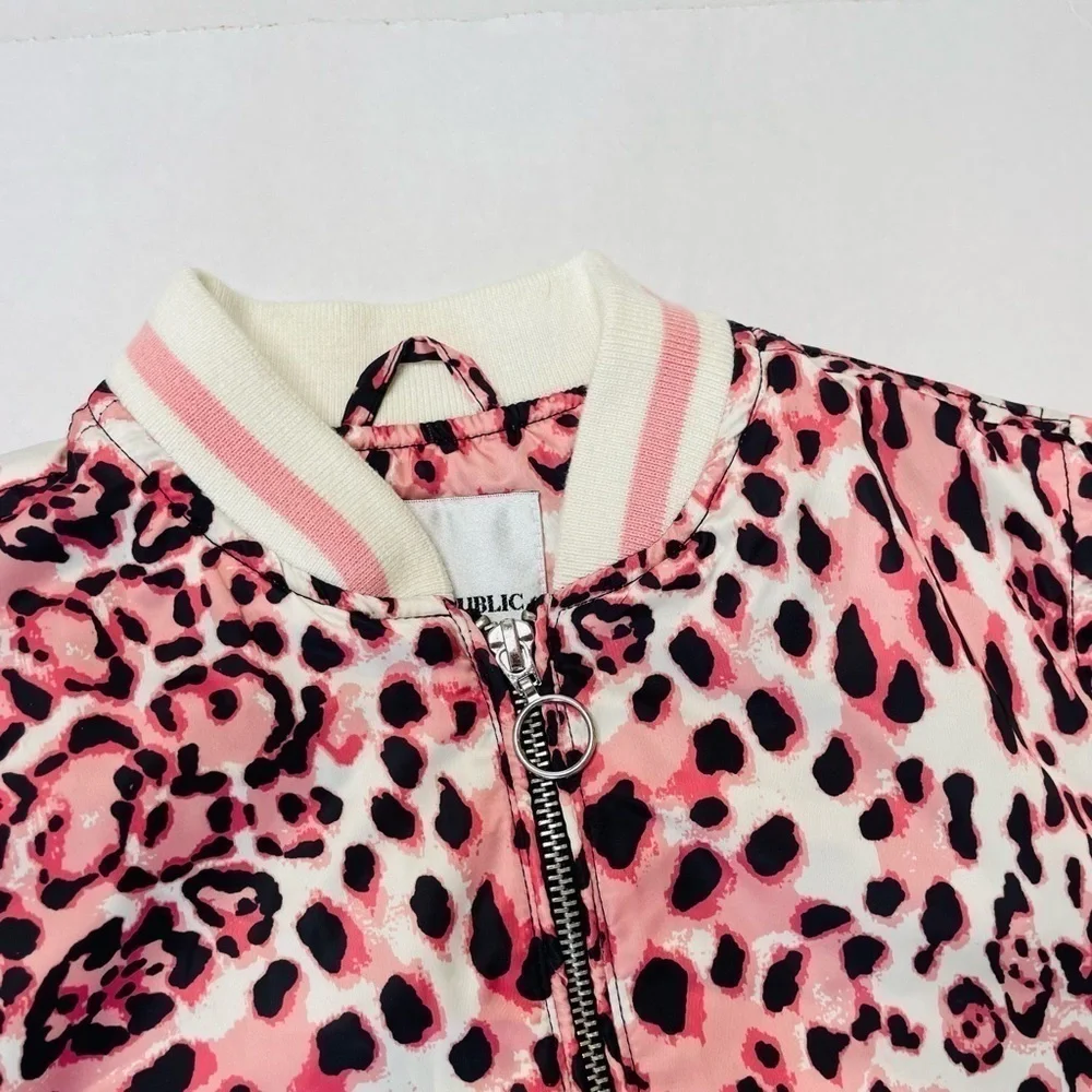 URBAN Republic Girl’s Pink Leopard Animal Print Bomber Jacket Size L/6X